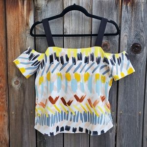 Cooper & Ella Watercolor Cold Shoulder Top, Size XS, EUC